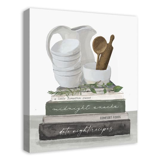 Cookbook Stack Bowls 20" x 24" Canvas Wall Art